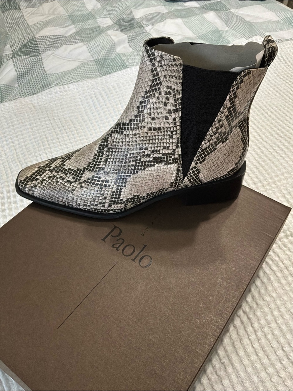 Paolo Snake-Print Chelsea Bootie in Black and Cream